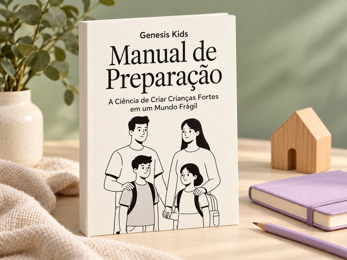 Mockup ilustrativo do Manual Genesis Kids para Pais, um produto digital